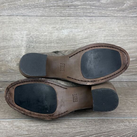 Frye Nora Women's Sz 7.5B Gray Elephant Suede Zip Heeled Ankle Boots 3479930-EPT - Picture 8 of 14